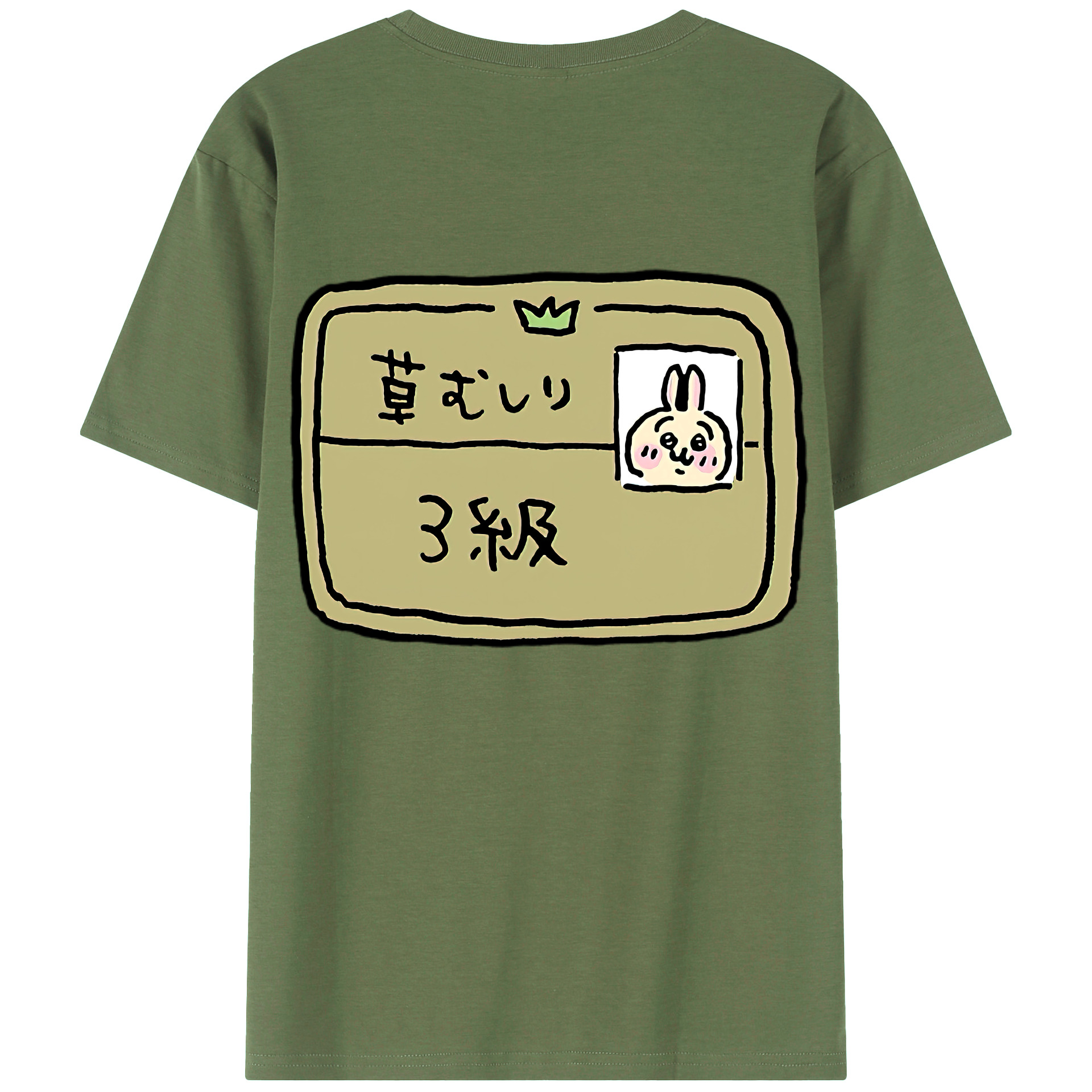 （画像用） ちいかわ うさぎ Chii-kawa usagi 綿100％ メンズ半袖Tシャツ（バックプリント） 通気性